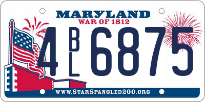 MD license plate 4BL6875