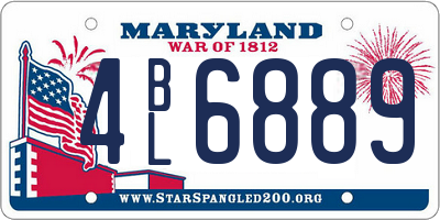 MD license plate 4BL6889