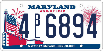 MD license plate 4BL6894