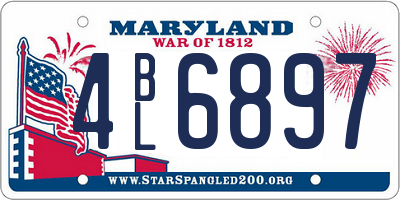 MD license plate 4BL6897