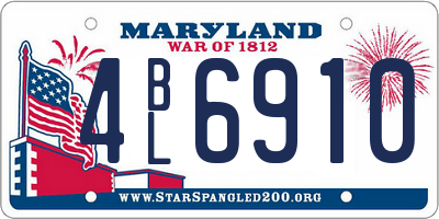 MD license plate 4BL6910