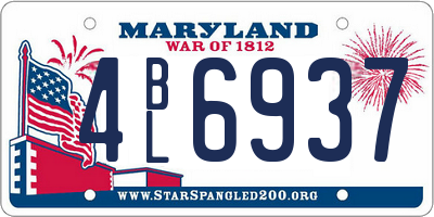 MD license plate 4BL6937