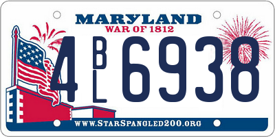 MD license plate 4BL6938