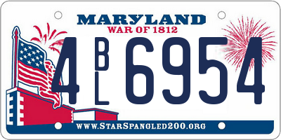 MD license plate 4BL6954