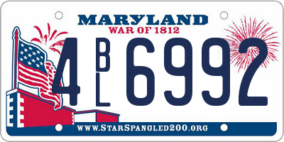MD license plate 4BL6992