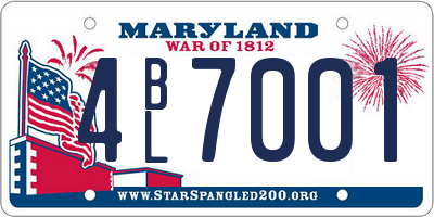 MD license plate 4BL7001