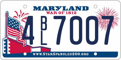 MD license plate 4BL7007