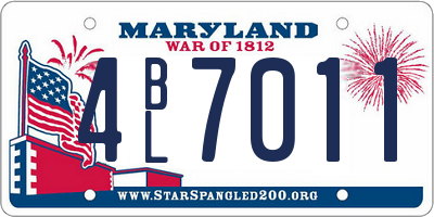 MD license plate 4BL7011