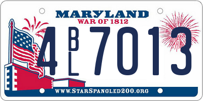 MD license plate 4BL7013