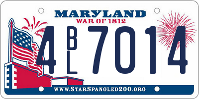 MD license plate 4BL7014