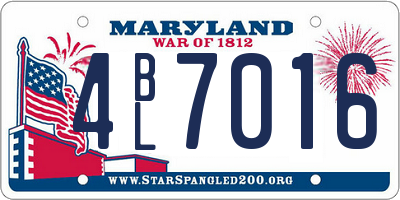 MD license plate 4BL7016