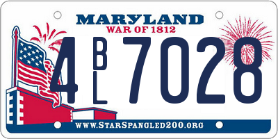 MD license plate 4BL7028