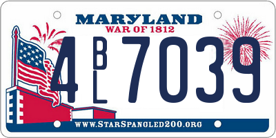 MD license plate 4BL7039
