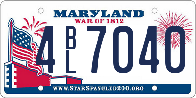 MD license plate 4BL7040