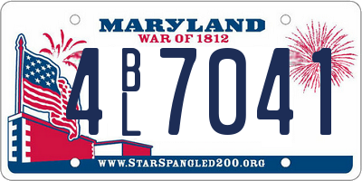 MD license plate 4BL7041