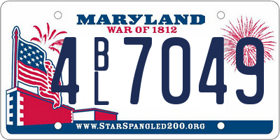 MD license plate 4BL7049