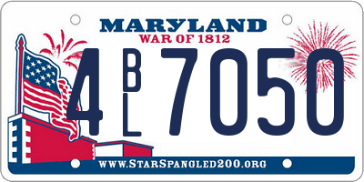 MD license plate 4BL7050