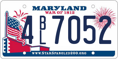 MD license plate 4BL7052
