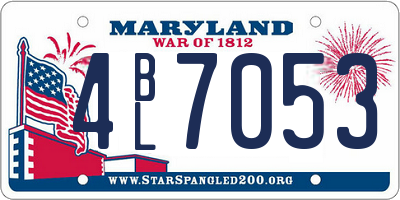 MD license plate 4BL7053