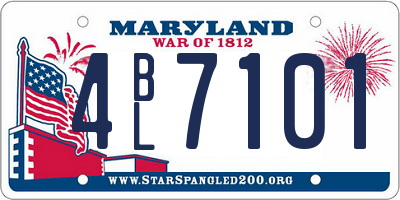 MD license plate 4BL7101