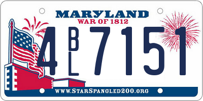 MD license plate 4BL7151