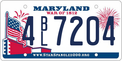 MD license plate 4BL7204
