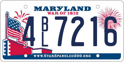 MD license plate 4BL7216