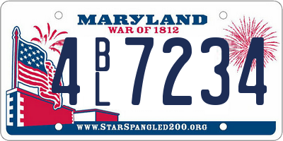 MD license plate 4BL7234