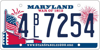 MD license plate 4BL7254