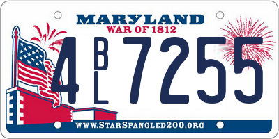 MD license plate 4BL7255