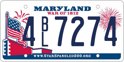 MD license plate 4BL7274