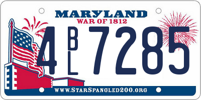 MD license plate 4BL7285