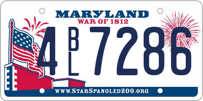 MD license plate 4BL7286