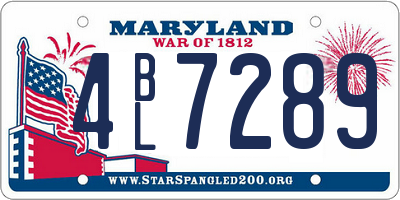 MD license plate 4BL7289
