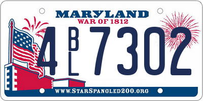 MD license plate 4BL7302