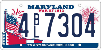 MD license plate 4BL7304