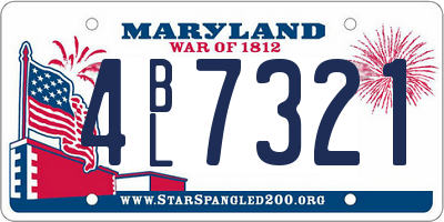 MD license plate 4BL7321