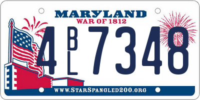 MD license plate 4BL7348