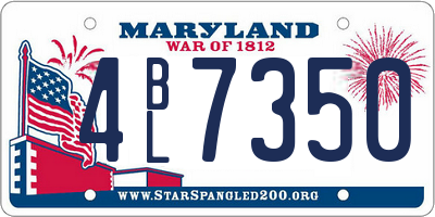 MD license plate 4BL7350