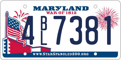 MD license plate 4BL7381