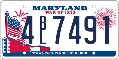 MD license plate 4BL7491