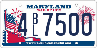 MD license plate 4BL7500