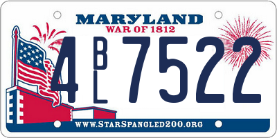 MD license plate 4BL7522