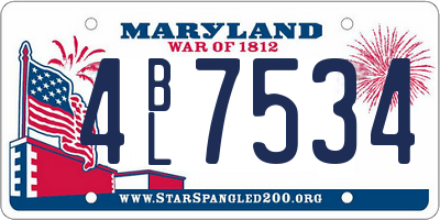 MD license plate 4BL7534