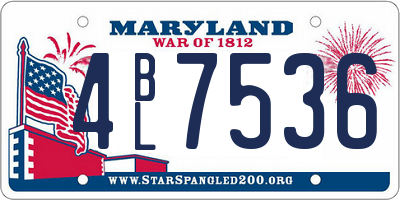 MD license plate 4BL7536