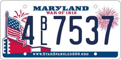 MD license plate 4BL7537