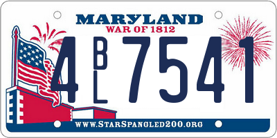 MD license plate 4BL7541