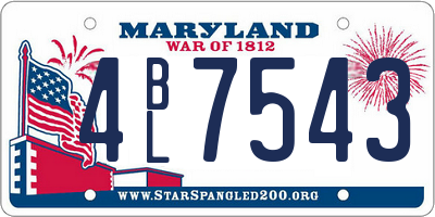 MD license plate 4BL7543