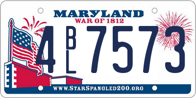 MD license plate 4BL7573