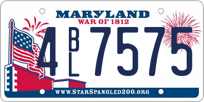 MD license plate 4BL7575